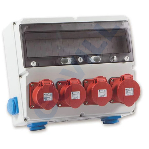 Tp Electric Szerelt ipari doboz 360×300mm 18modul(5×16A-IP44)×3+(5×32A-IP44)×1+(1×16A)×4
